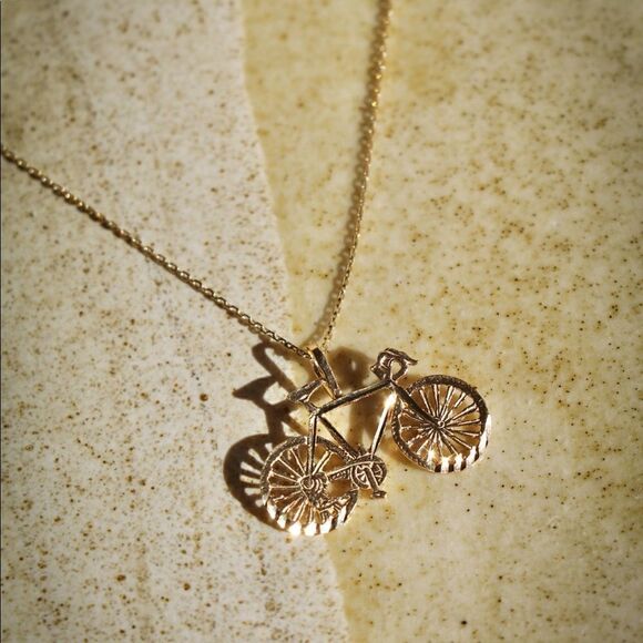 Bicycle 14k solid gold pendant perfect gift bicycle pendant - Picture 3 of 5